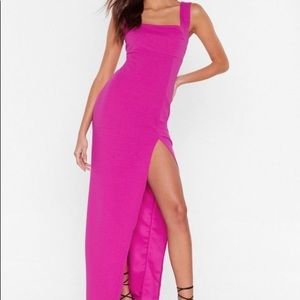 NWT Nasty Gal - Hot Pink Maxi Dress with Slit